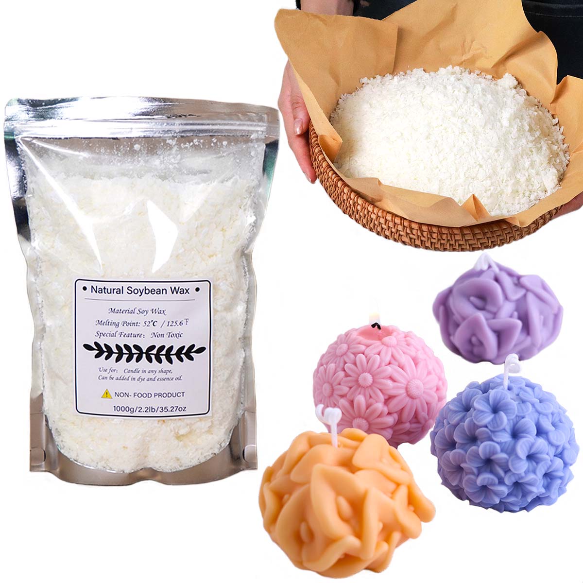 Soy Wax Flake - 100/250/500/1000 جرام شمع الصويا الطبيعي تقشر