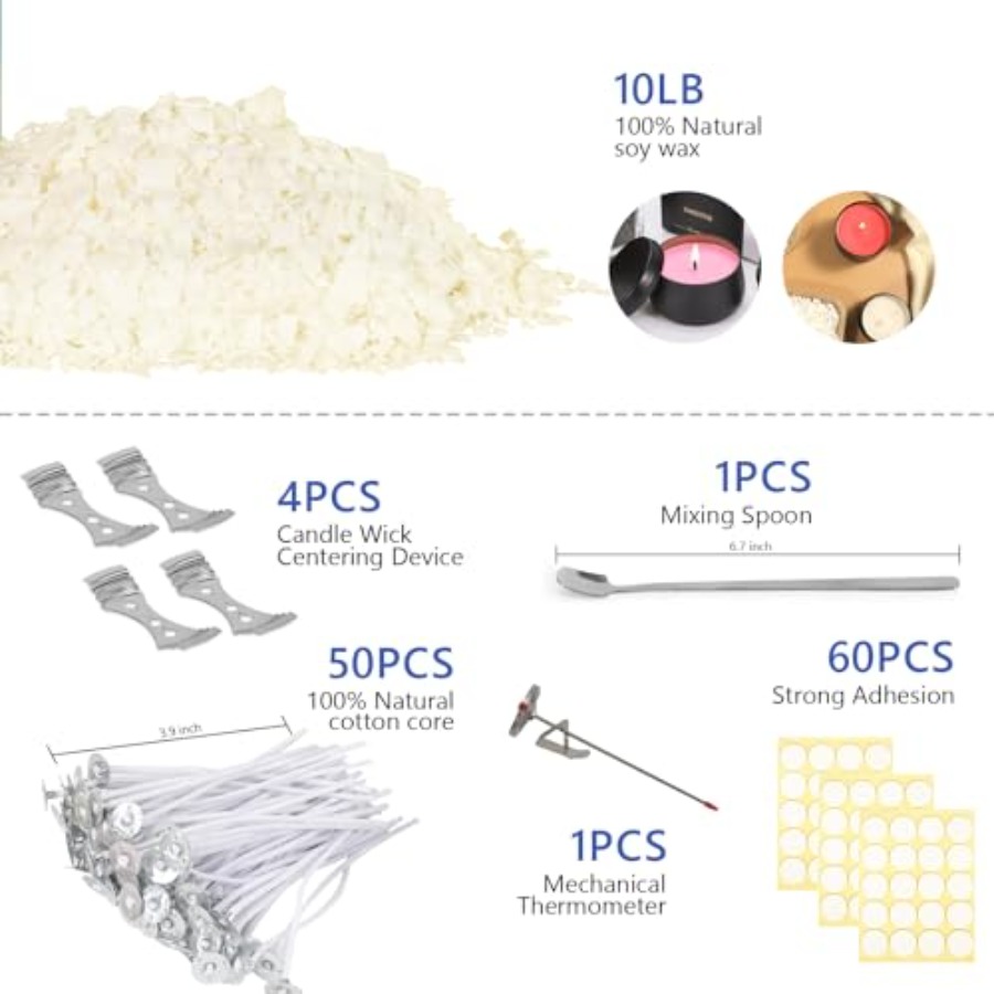 مجموعة لوازم صنع الشموع، شمع ا - مراجعة Soy Wax Flake وسعره