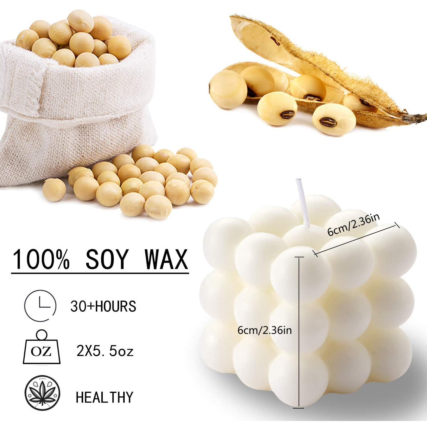 قطعتان من شمعة الفقاعات البيضا - مراجعة Soy Wax Flake وسعره